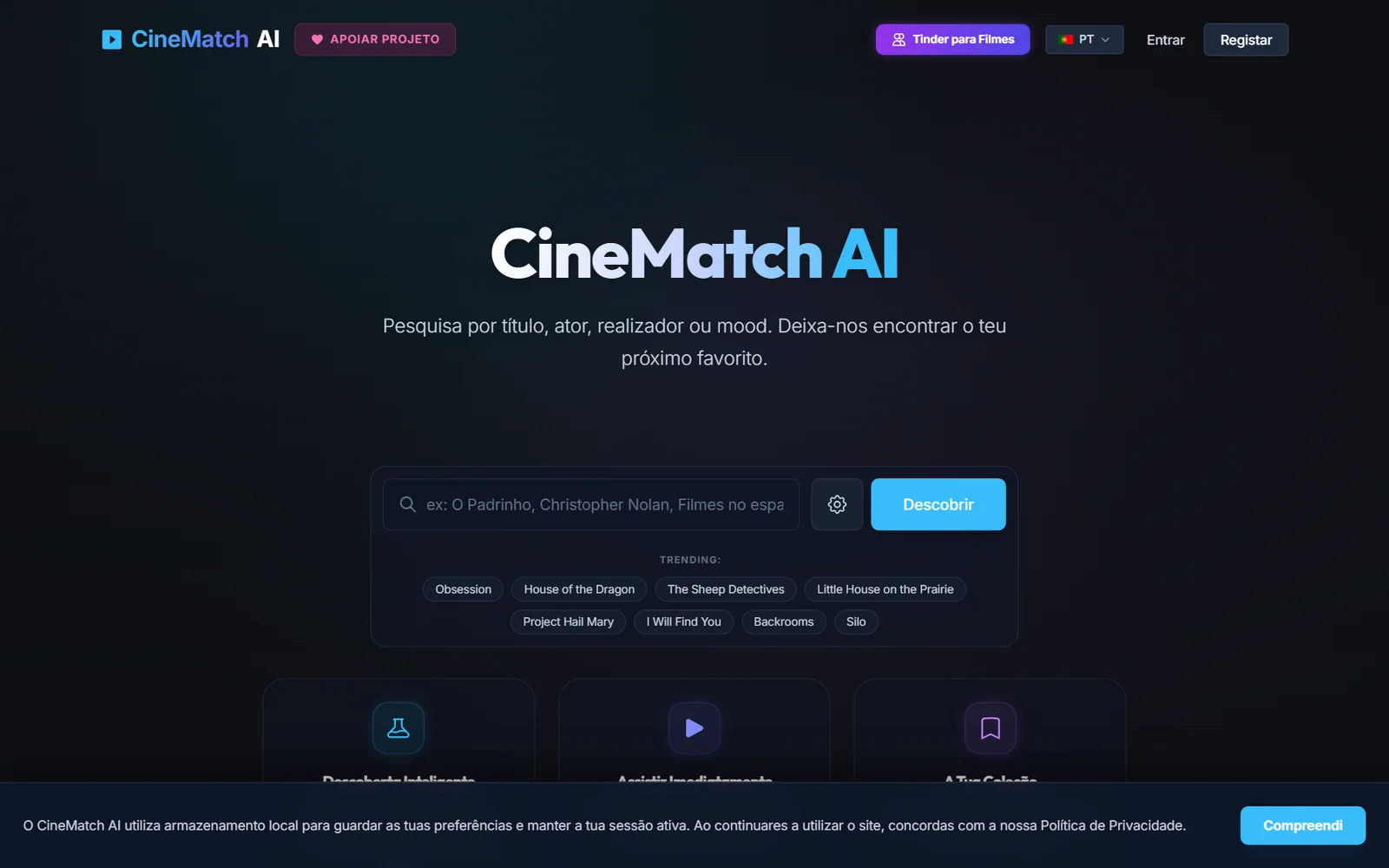 Página inicial de CineMatch AI